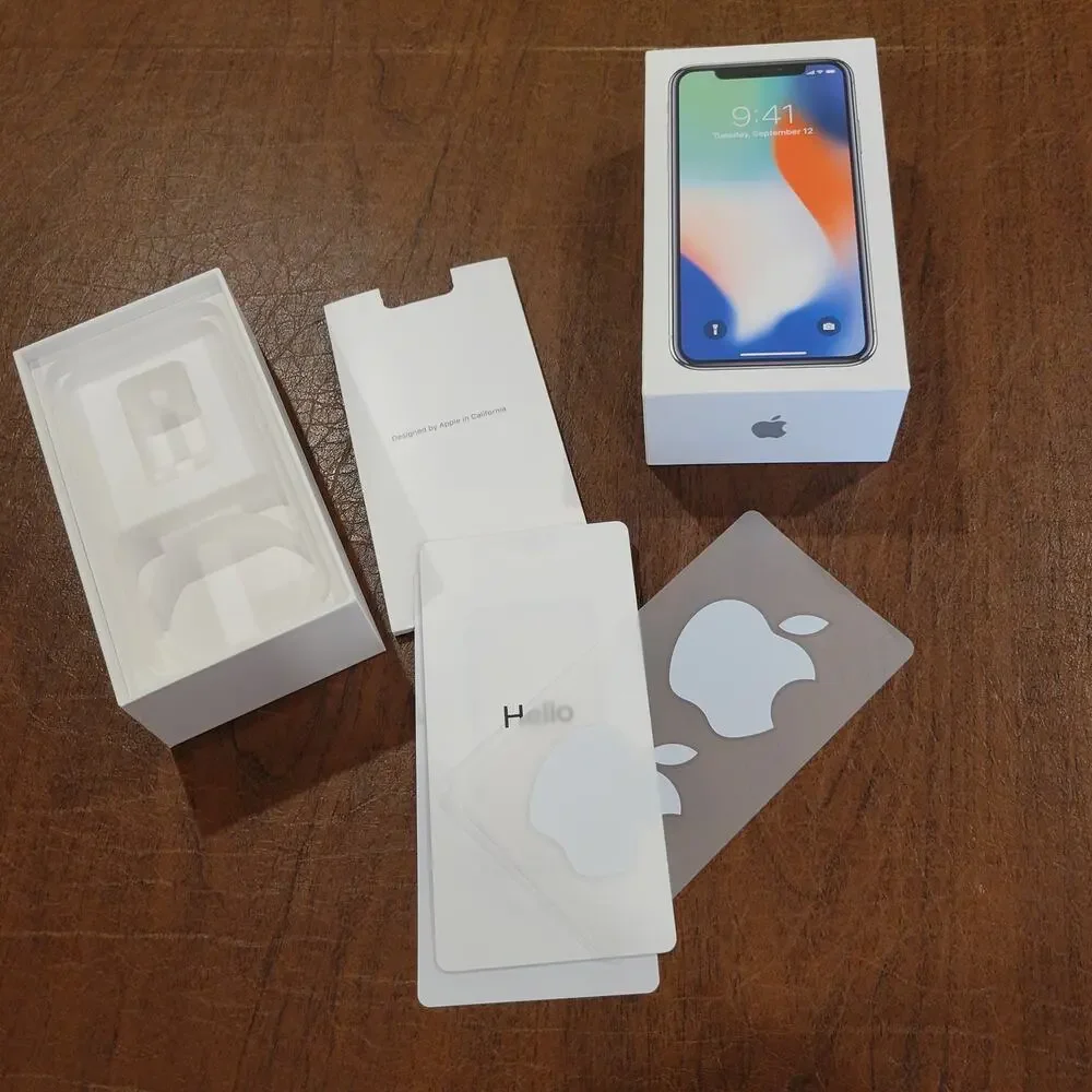 Box only Apple iPhone X 64BGB Silver Model A1865 Empty box only